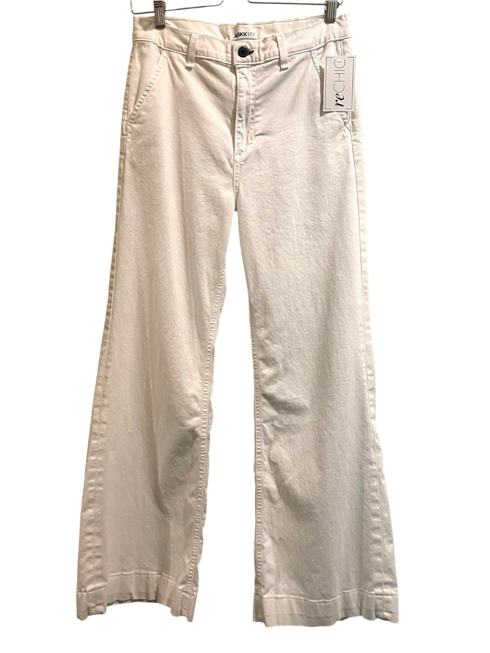 ASKK NY Twill High-Rise Wide-Leg Full-Length Trousers Pants, Size 28 (6) - Picture 3 of 7